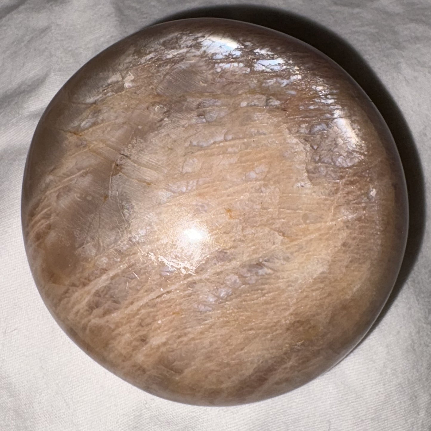 Peach Moonstone Palm Stone